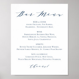 Poster Cardápio de Bar Minimalista Azul Marinho para Casa