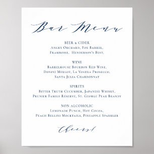 Poster Cardápio de Bar Minimalista Azul Marinho para Casa