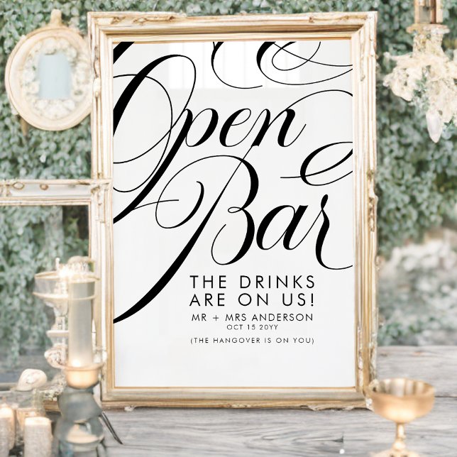 Poster Cardápio de Barra de Bebidas Grátis para Casamento (Criador carregado)