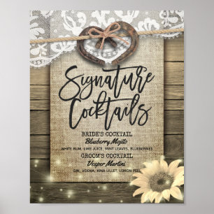 Poster Cardápio de Bebida de Assinatura de Casamento de G