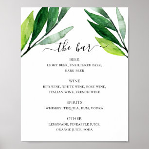 Poster Cardápio de bebidas alcoólicas de casamento com fo
