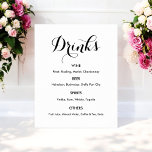 Poster Cardápio de Bebidas Casamento Preto Branco<br><div class="desc">Sinal do cardápio do bar de bebidas Banner Poster em preto e branco para casamento, jantar de ensaio, chá de noiva, noivado ou qualquer ocasião semelhante. Confira nossa coleção de lojas abaixo para itens correspondentes. Se você precisar de uma forma diferente, estilo de papel, escolha o mesmo na opção personalizar...</div>