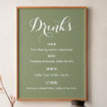 Poster Cardápio de Bebidas Casamento Verde Sage<br><div class="desc">Sinal de Cardápio de Bar de Bebidas Faixa Poster com fundo verde sage para casamento, jantar de ensaio, chá de noiva, noivado ou qualquer ocasião semelhante. Confira nossa coleção de loja abaixo para itens correspondentes. Se você precisar de uma forma diferente, estilo de papel, escolha o mesmo na opção personalizar...</div>