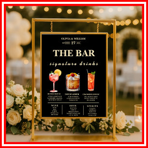 Poster Cardápio de Bebidas de Assinatura do Casamento Ama