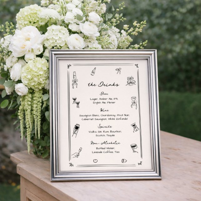 Poster Cardápio de Bebidas de Bar de Casamento Excêntrico (Criador carregado)