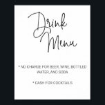Poster Cardápio de Bebidas de Bar Limitado de Rascunho Ca<br><div class="desc">Deixe seus convidados saberem o que está incluído no bar limitado parcial em seu casamento com este cartaz de menu de bebidas divertido e casual.</div>
