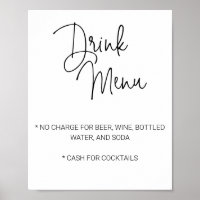 Cardápio de Bebidas de Bar Limitado para Casamento