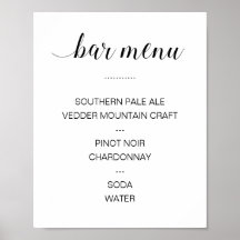 Cardápio de Bebidas de Caligrafia Elegante para Ca