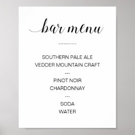 Poster Cardápio de Bebidas de Caligrafia Elegante para Ca