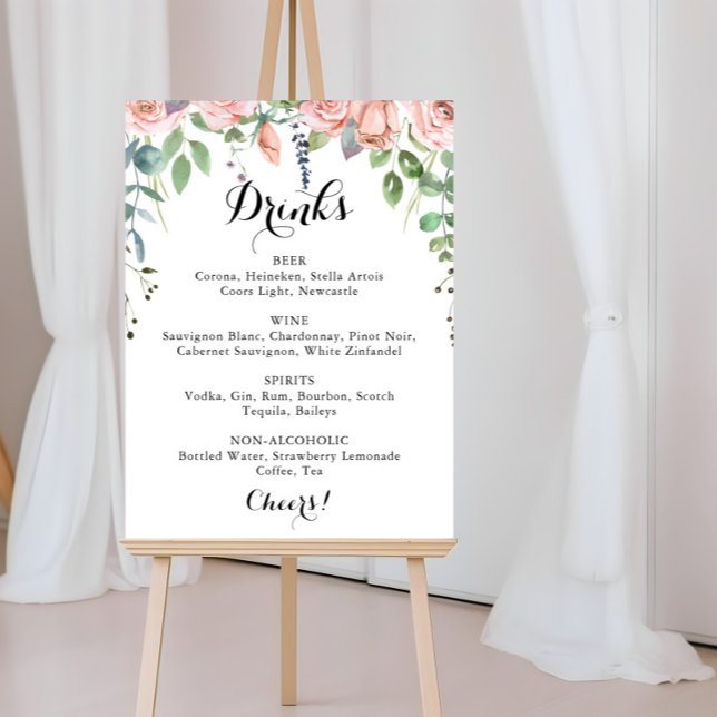 Poster Cardápio de Bebidas Florais de Verão para Casament (Criador carregado)