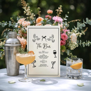 Pôster Cardápio de Bebidas Minimalista Desenhado à Mão pa
