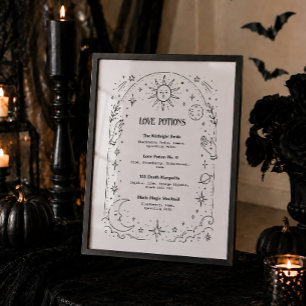 Poster Cardápio de Bebidas para Chá de Noiva de Halloween