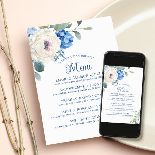 Poster Cardápio de Brunch do Dia das Mães Floral Rosa Hor
