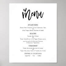 Cardápio de Casamento com Fonte de Texto com Estil