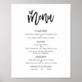 Poster Cardápio de Casamento com Fonte de Texto com Estil