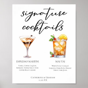 Poster Cardápio de Casamento de Coquetéis Espresso Martin