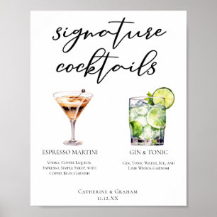 Poster Cardápio de Casamento Espresso Martini Gin & Tonic