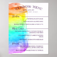 Cardápio de Casamento LGBTQ Splash Aquarela Arco-í