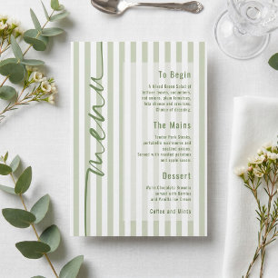 Poster Cardápio de Casamento Listras Verdes Caligrafia