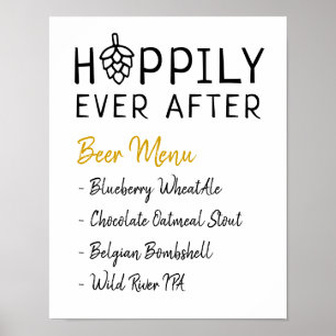 Poster Cardápio de Cerveja Casamento Chá de Noiva Hoppily
