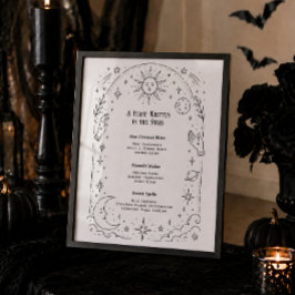 Poster Cardápio de Chá de Noiva de Halloween Celestial e