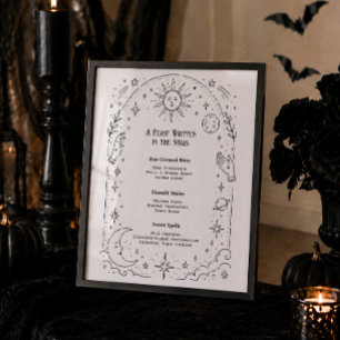 Poster Cardápio de Chá de Noiva de Halloween Celestial e