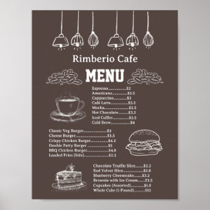 Poster Cardápio de comida de negócios de café vintage mar