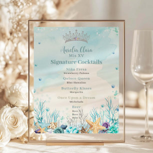 Poster Cardápio de Coquetéis de Bar Quinceanera Submarino