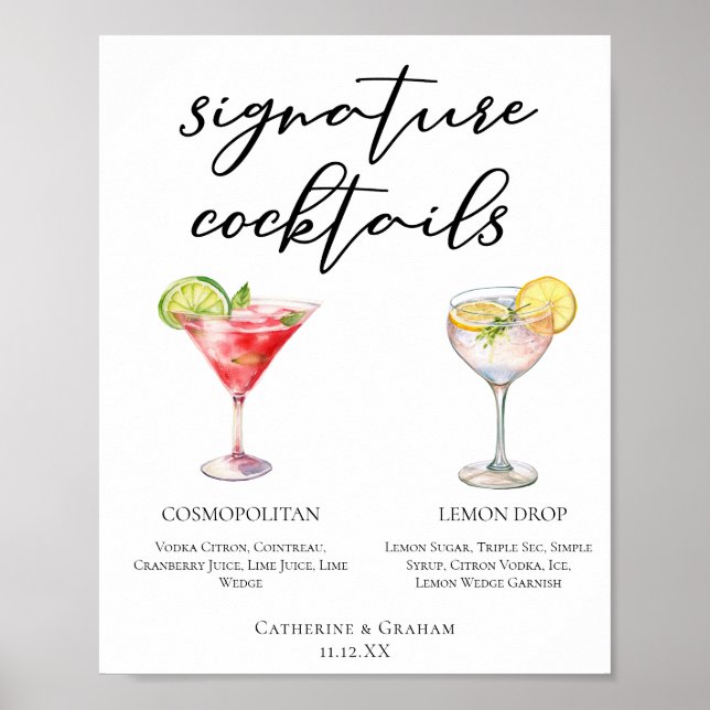 Poster Cardápio de Coquetéis Especiais Cosmopolitan Lemon (Frente)