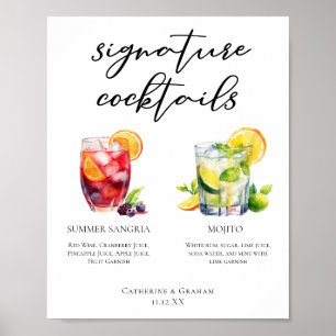 Poster Cardápio de Coquetéis Especiais Mojito Sangria de 