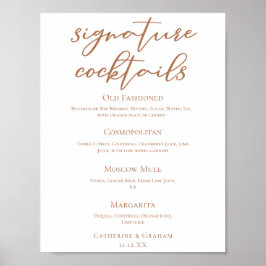 Poster Cardápio de Coquetéis Personalizados para Casament