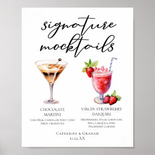 Poster Cardápio de Drinks Sem Álcool de Sobremesa Morango