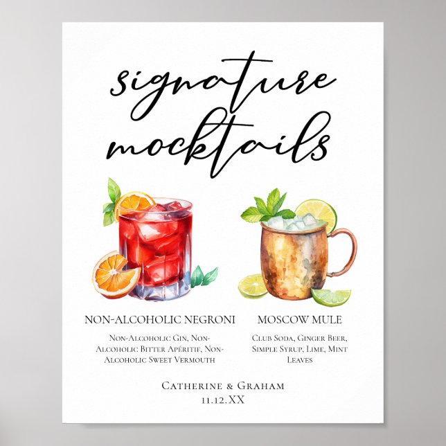 Poster Cardápio de Drinks sem Álcool para uma Noite de Ca (Frente)