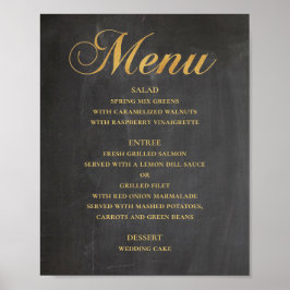 Poster Cardápio de jantar de casamento em ouro. Quadro-ne