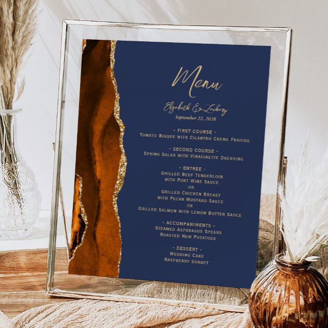 Poster Cardápio de Mesa de Casamento Laranja Queimado Ága (Criador carregado)