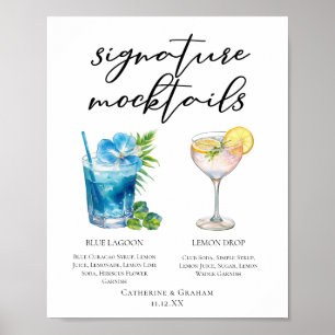 Poster Cardápio de Mocktails de Noivado Blue Lagoon Lemon