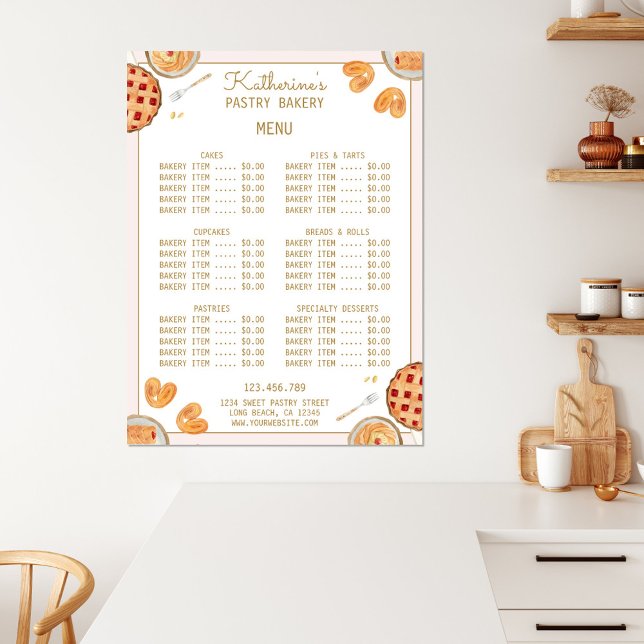 Poster Cardápio de Padaria da Loja de Tortas e Massas da  (In situ)