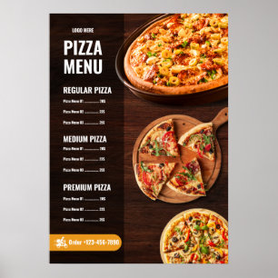 Poster Cardápio de Pizza Editável Menu de pizzaria Restau