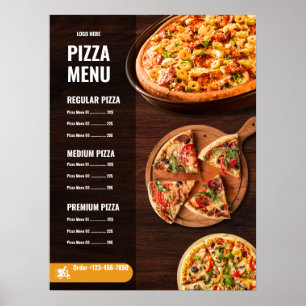 Poster Cardápio de Pizza Editável Menu de pizzaria Restau