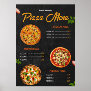 Poster Cardápio de Pizza Editável Menu Pizzaria Restauran