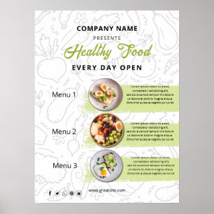 Poster Cardápio de Restaurante de Catering de Comida Fres