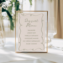 Poster Cardápio de Sobremesas com Moldura Verde Musgo Des