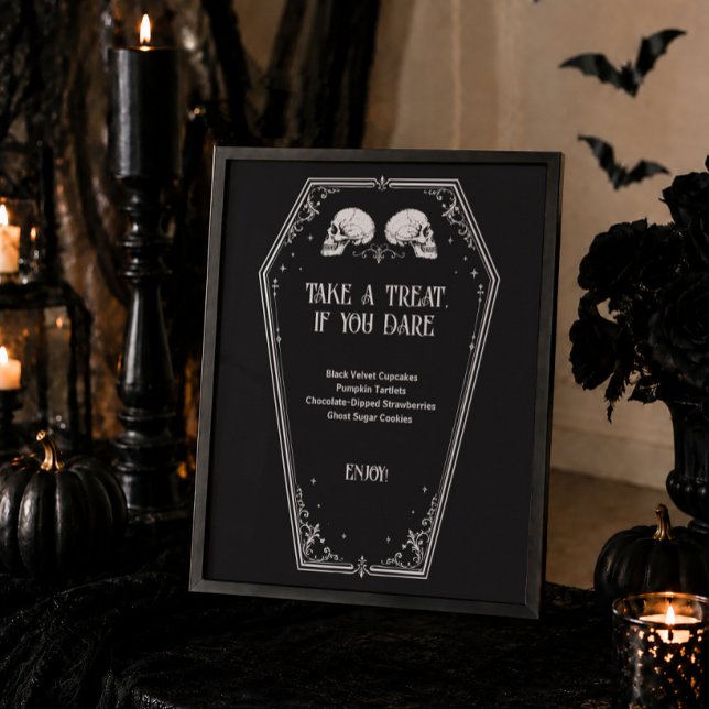 Poster Cardápio de Sobremesas Skull Gothic Halloween Chá  (Criador carregado)