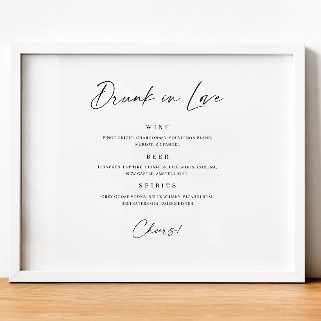 Poster Cardápio do Bar Bêbado de Amor Sinal de Bebida de  (Criador carregado)