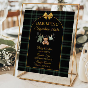 Poster Cardápio do Bar de Baby Shower com Tarta do Urso A