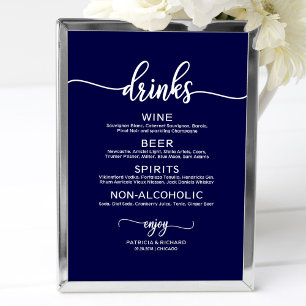 Poster Cardápio do Bar de Bebidas de Casamento em Caligra