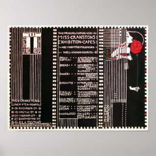 Poster Cardápio estilo Vintage Glasgow School por M. Mack