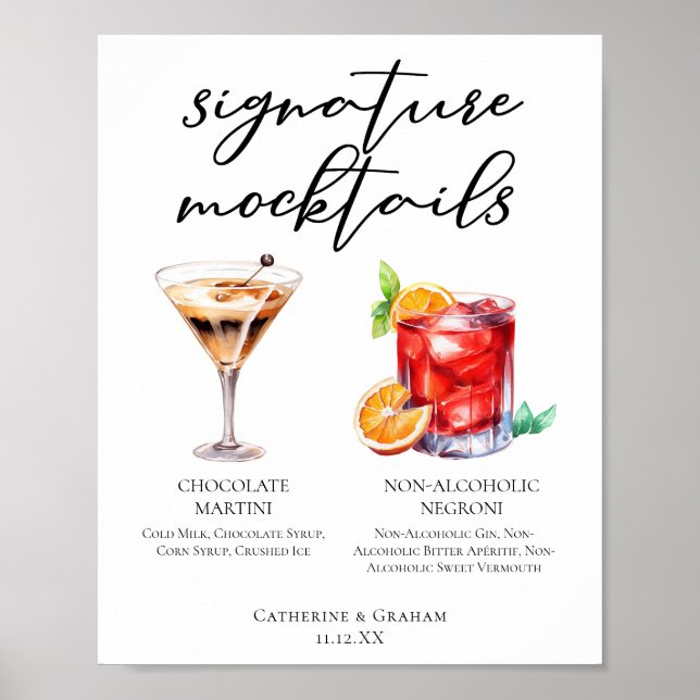 Poster Cardápio Sofisticado de Drinks Sem Álcool para Cas (Frente)