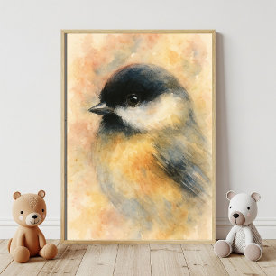 Poster Cardeal-de-cabeça-preta em Aquarela: Retrato Doce 