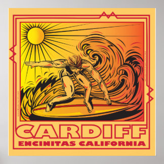 PÔSTER CARDIFF PELO SURFING DO MAR ENCINITAS CALIFÓRNIA